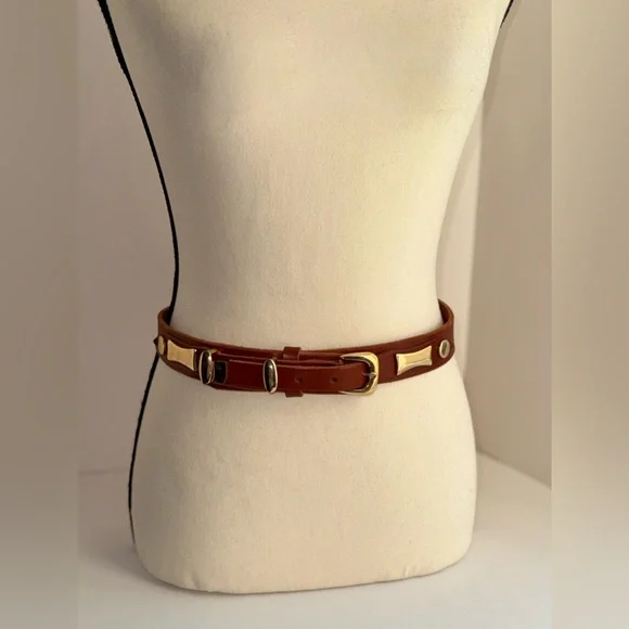 Women’s INIFINITY tan and gold leather belt size 36 - Picture 1 of 12